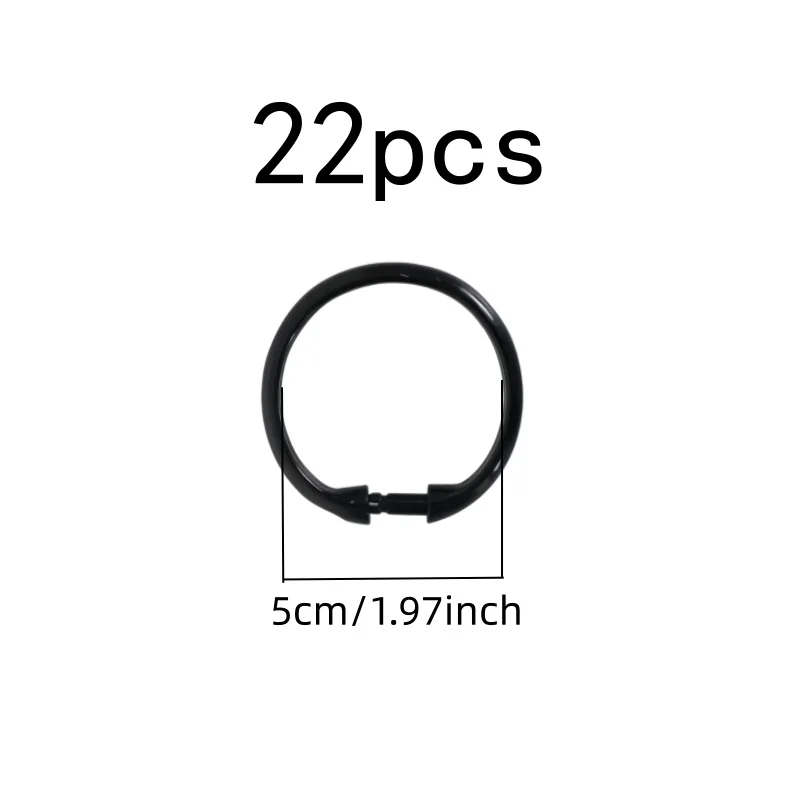 22 pcs Transparent Bath Rings, Waterproof Rust Proof, Home Bath Area Bathroom Shower Curtain, Easy Snap-On Closure