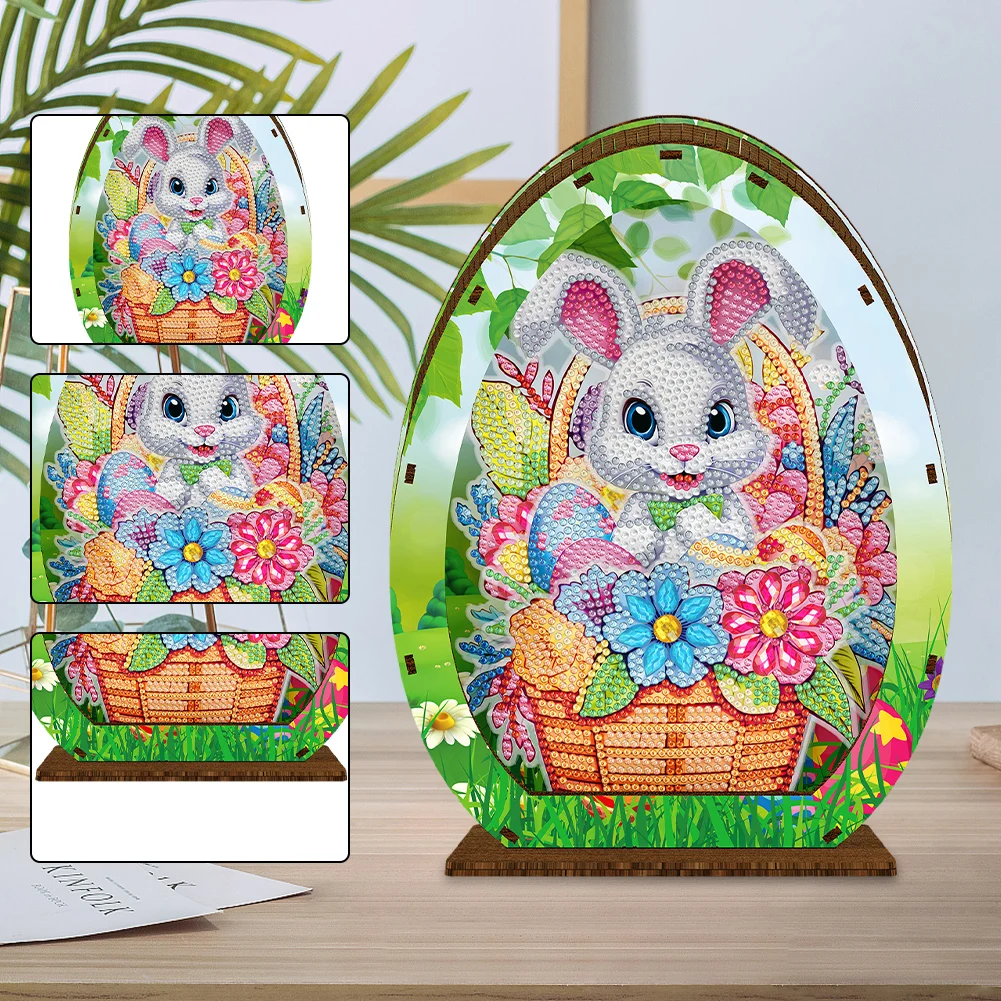 

Wooden Crystal Drawing Bedside Night Light Easter Egg Rabbit Special Shaped Diamond Painting Night Lamp Crystal Drawing Lighting