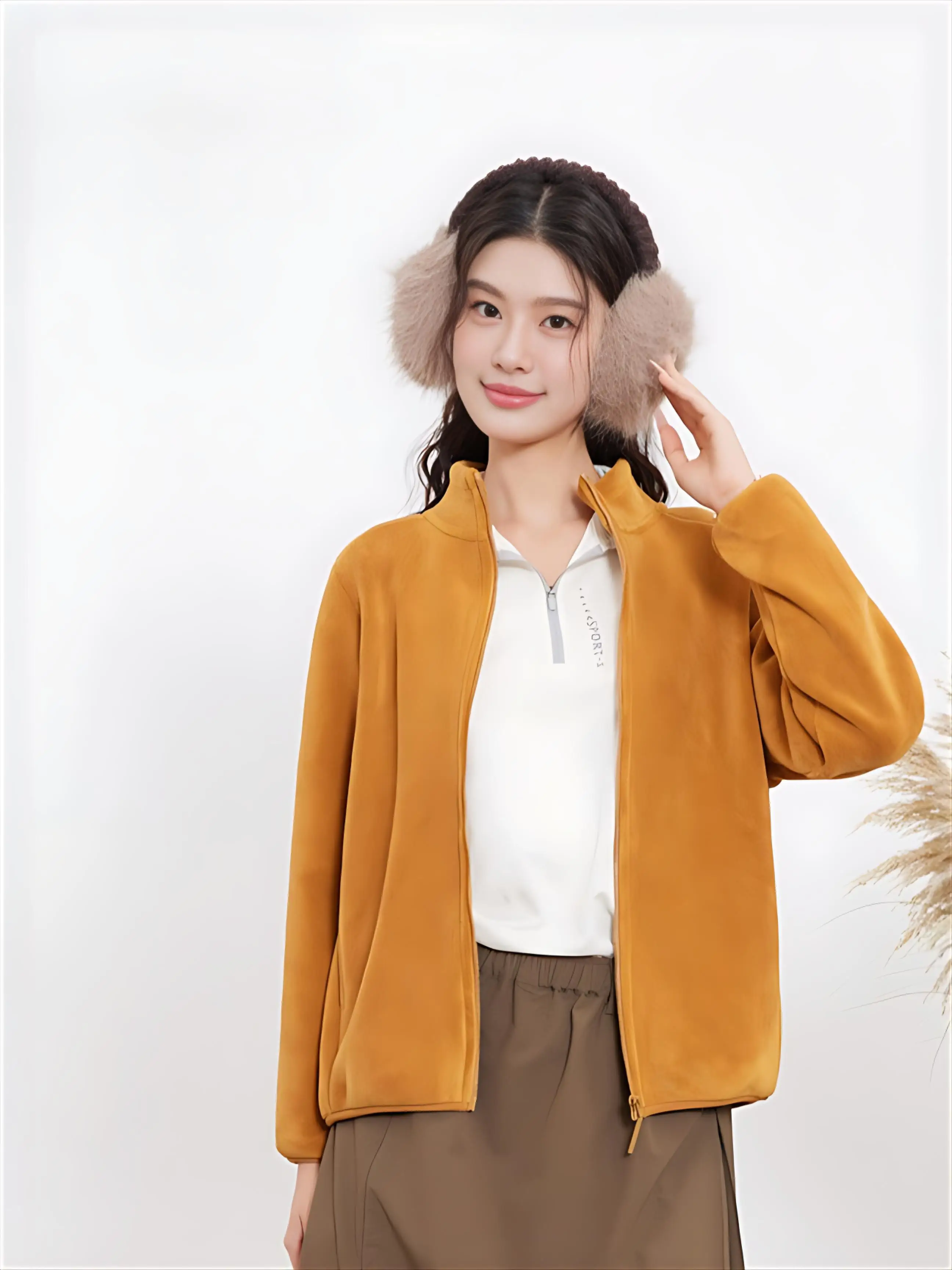 플리스 스웨트셔츠 모자 없음 여성용 로맨스 여름 초가을 자외선 차단 핏 도시 레저 미니멀리스트 패치워크 패턴 카와이