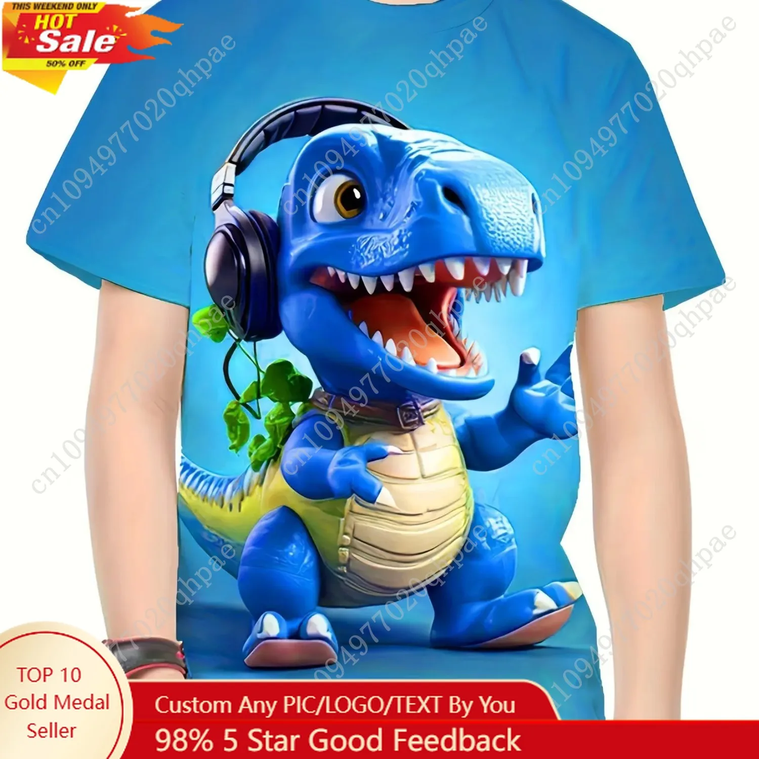 

Children's Clothing T-Shirts for Boys Short Sleeve Child T Shirt 3D Dinosaur Print Casual Kids Summer Clothes Boy Clothes Tops
