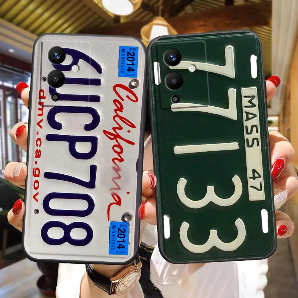 Vintage Retro License Plate Phone Case For Infinix ZERO TECNO CAMON SPARK 20 30 30S 40 POVA 5 6 7 POP SMAR 8 9 10 Shell Cover