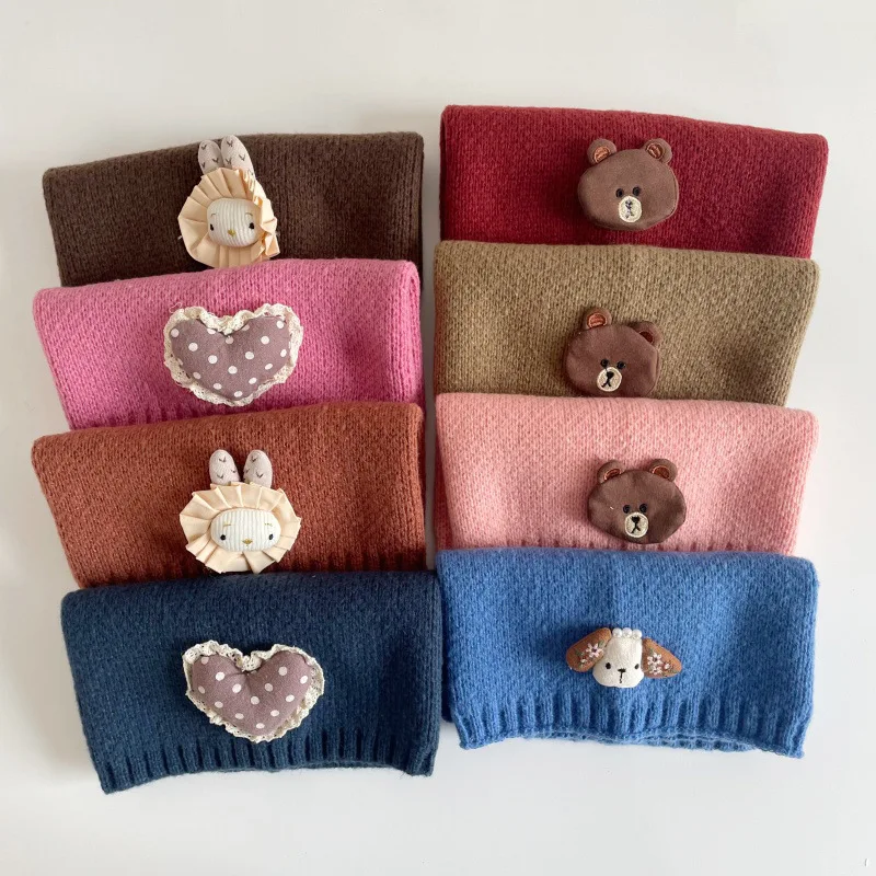 Bebé invierno cubierta de cuello a prueba de viento niños y niñas Otoño e Invierno viaje al aire libre bufanda de punto caliente niños bufanda de Color caramelo ZX07