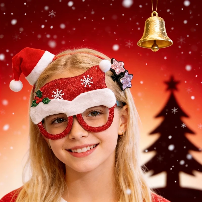 

Exquisite and Cute Christmas Party Props Christmas Tree Antlers Glasses Frame Hair Clip Set Christmas Headband Hair Clip Set