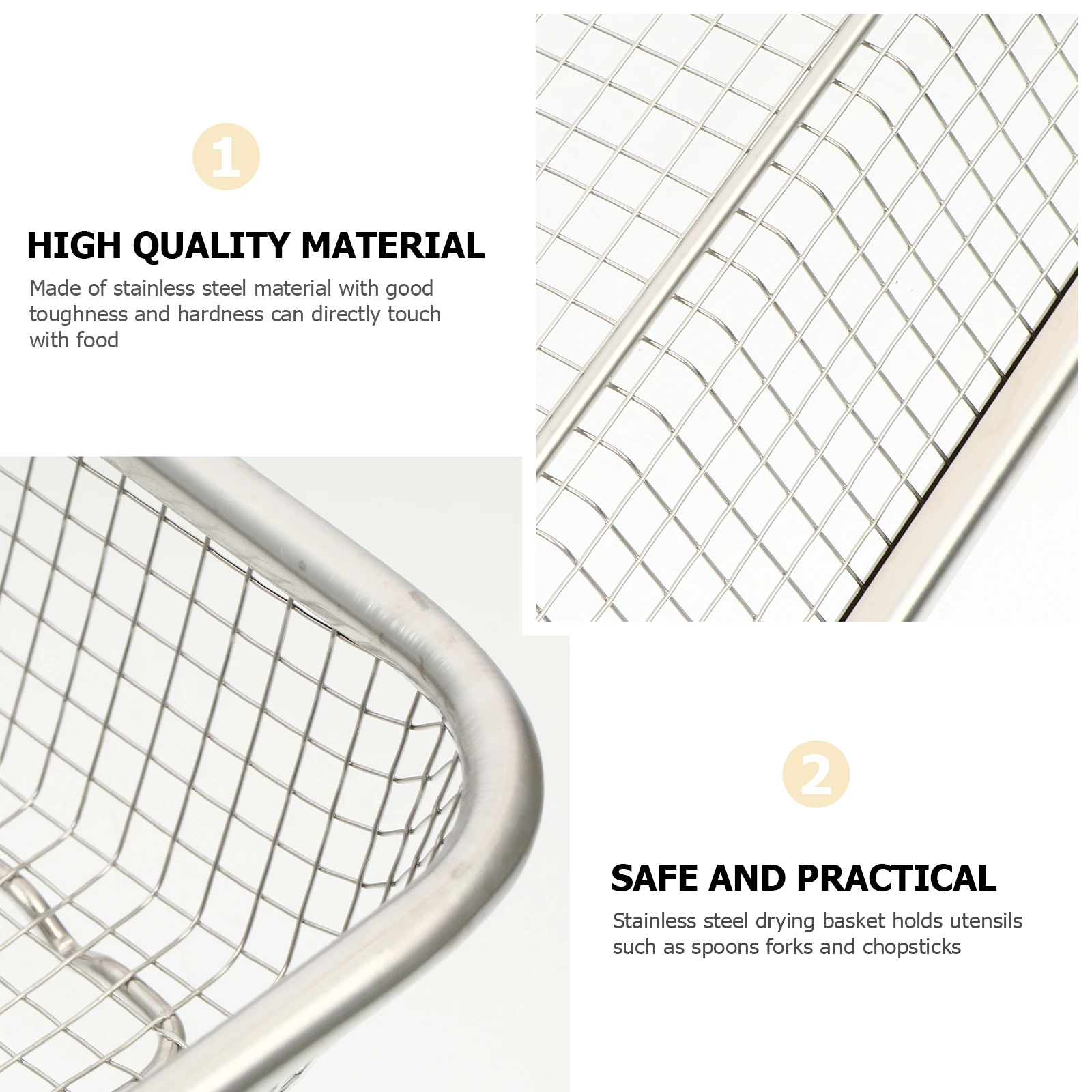 

Stainless Steel Drain Basket Mesh Tableware Fruit Vegetable Strainer Kitchen Storage Washing Basket for Utensils