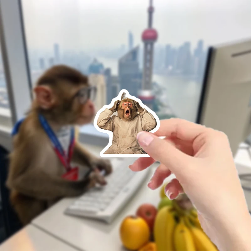 55pcs cute real monkey stickers new DIY unique animal accessories interesting mug car room sticker festival  gift accessory