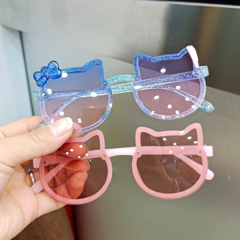 Summer Children Cute Kitty Sunglasses Acrylic Bow Outdoor UV Protection Sun Glasses Baby Girls Classic Kids Boy UV400 Eyewear