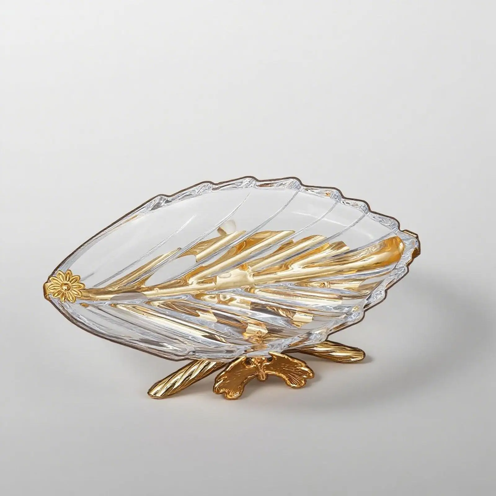 Versatile Leaf Tray Glass Iron Decorative Tray for Cake Fruit Snack Table Decoration Party