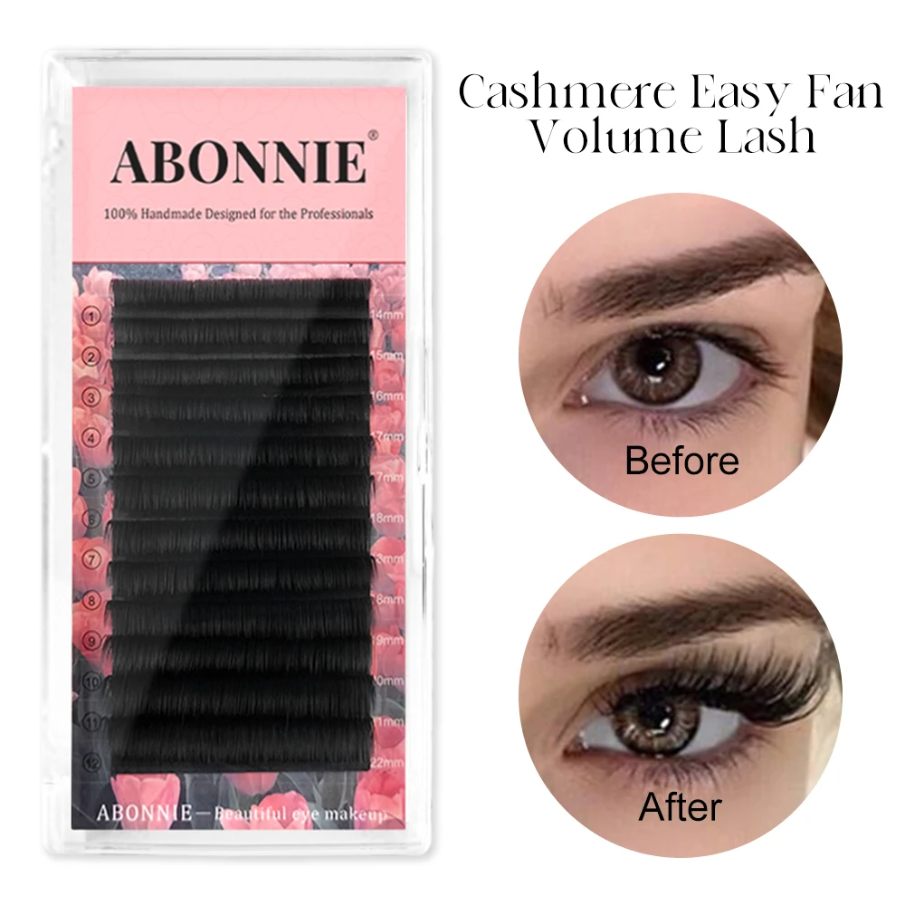 Abonnie Easy Fanning Eyelash Extensions Blooming Eyelashes Silk Russian Volume Auto Fan Lashes Natural Cilia