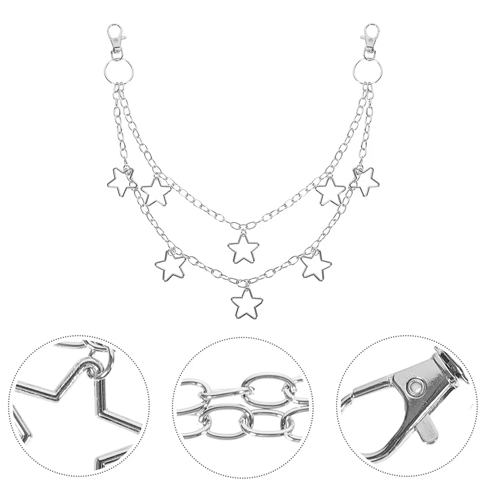 Cadena con colgante de estrella para pantalones, cadenas vaqueras en capas de Hip Hop, accesorios góticos Punk, cinturón para pantalones, bolso, billetera, cadenas, 2 uds.