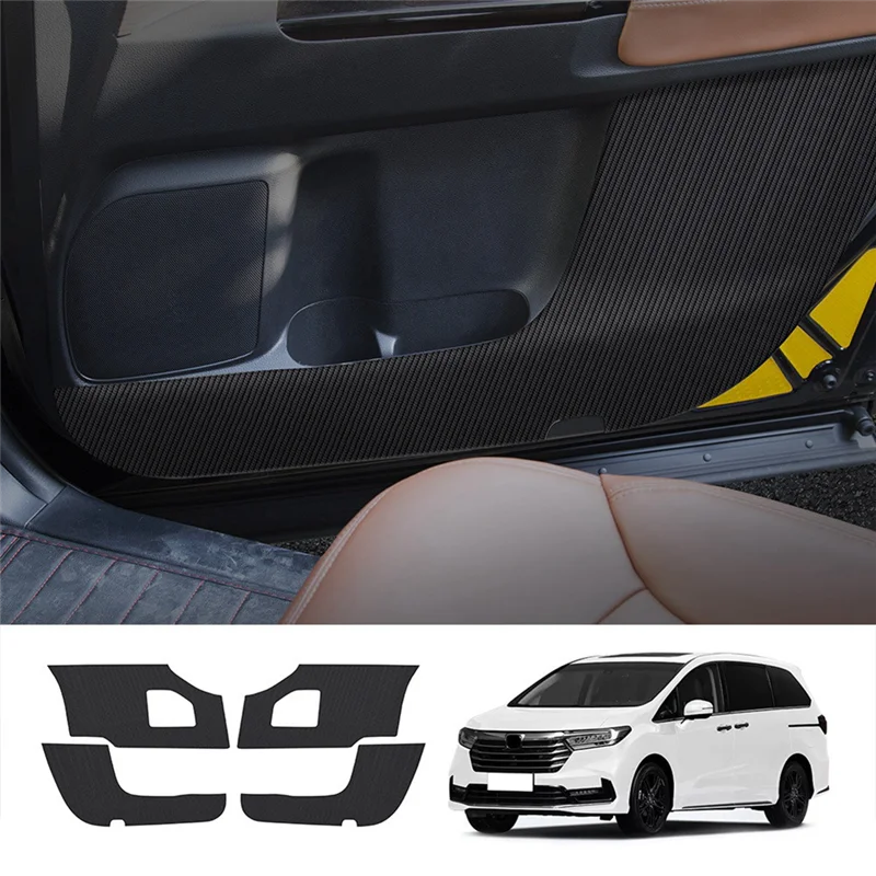 Car Carbon Fiber Leather Door Protector Pad Door Plank Anti-Kick Pad Anti-Dirty Pad Mat Cover for Honda Odyssey 2022+