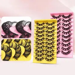 Fake Eyelashes 10 Pairs Trendy Soft Eye-Catching  Eye Extension Thick Fluffy Fake Lashes Women Supply