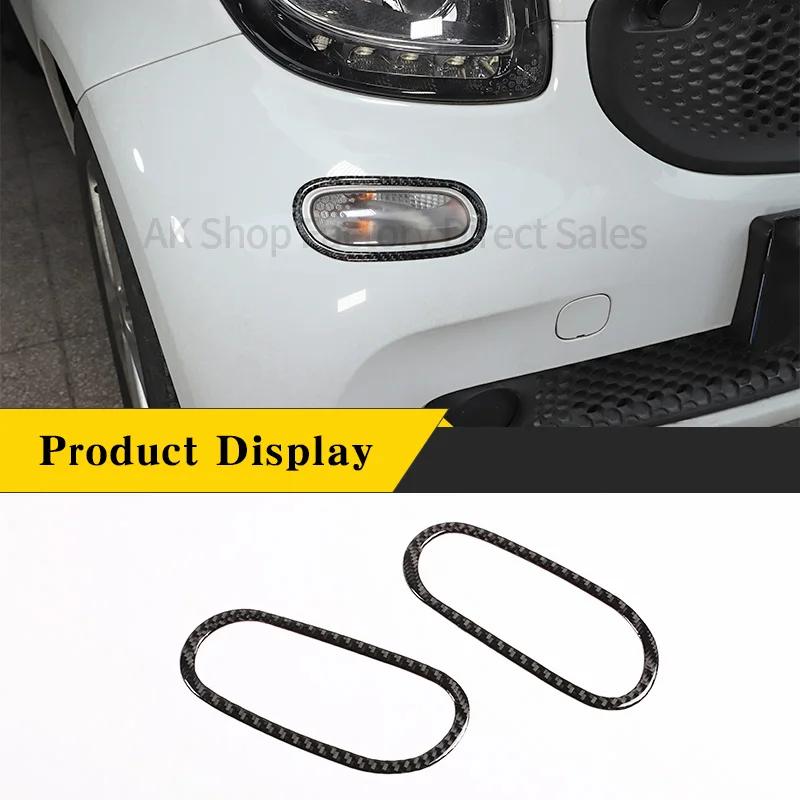 

For Mercedes Benz Smart 453 2016-2021 Real Carbon Fiber Car Front Fog Lights Panel Cover Decorative Sticker Car Accessories