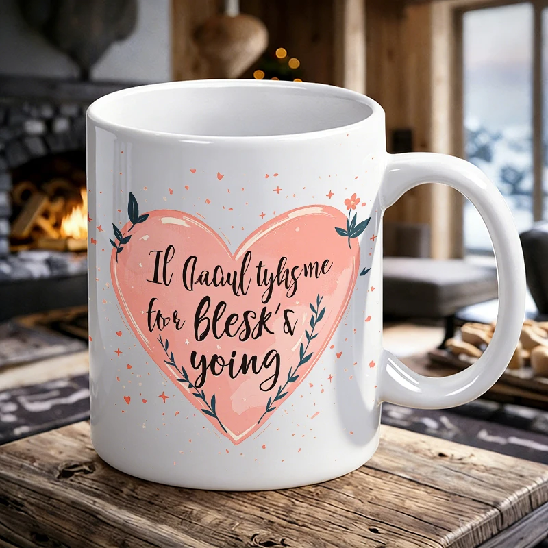 

Watercolor Pink Heart Ceramic Mug, Romantic Quote Coffee Cup, Milk Cup, Office Tea Cup, Drinking Cup, Gift for Friends