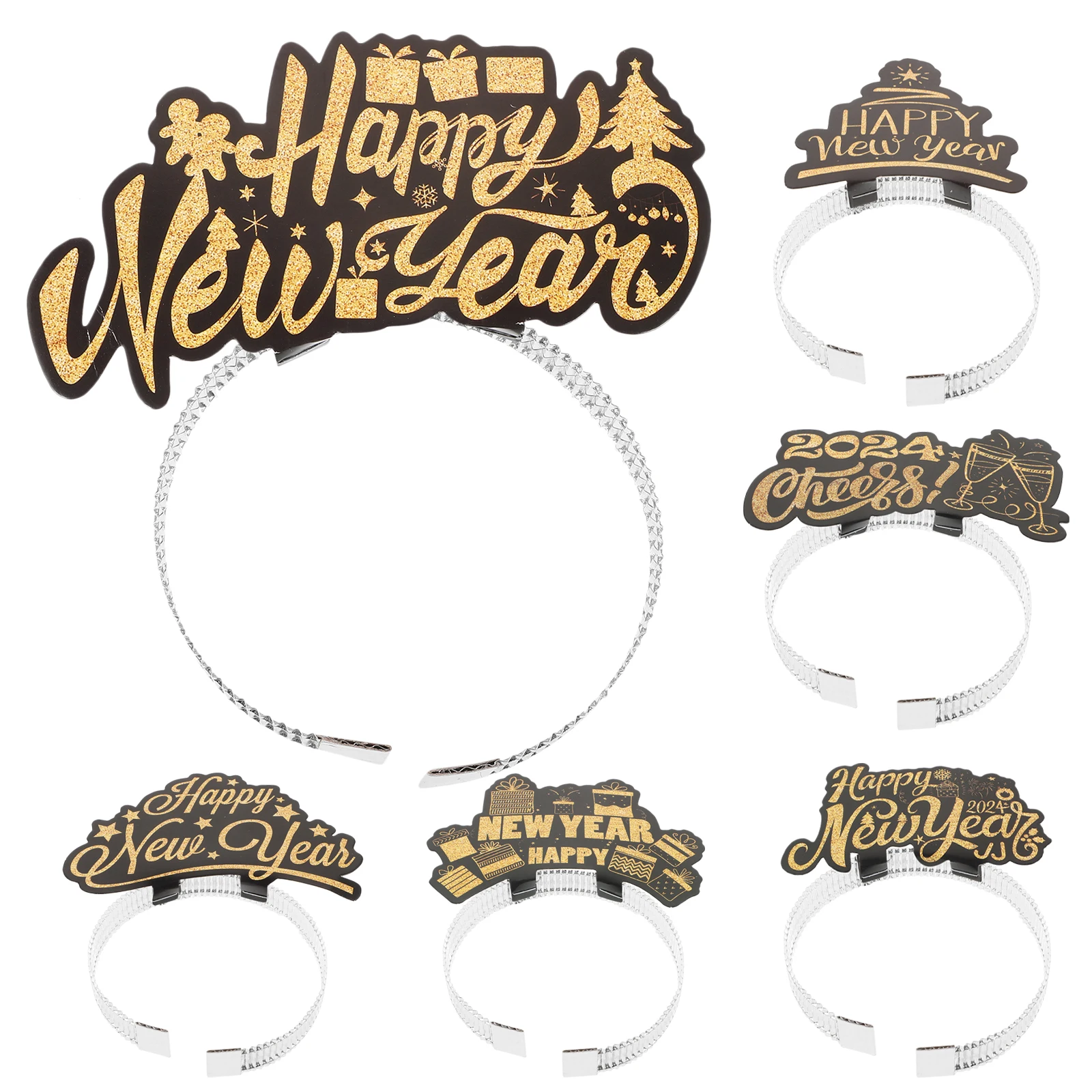

6pcs New Year Headb s 2024 Party Supplies Decorate Hair Lightweight Festive Photo Props Hairstyle Accessories