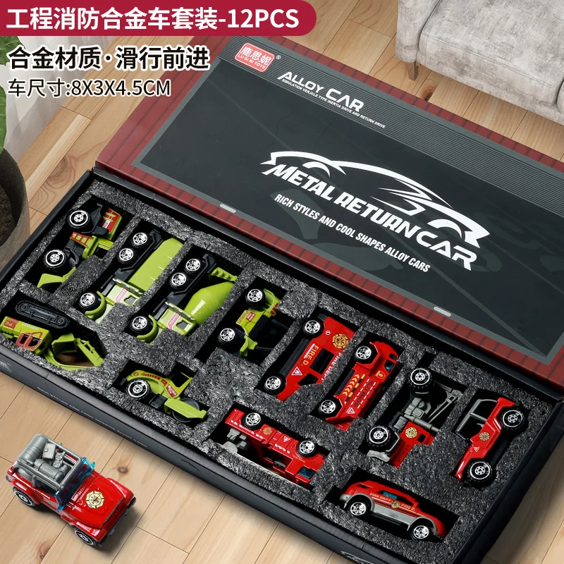 in stock Confezione regalo per auto in lega Giocattolo Simulazione Auto sportiva Auto da corsa Ingegneria Modello di auto Set regalo di compleanno per ragazzo