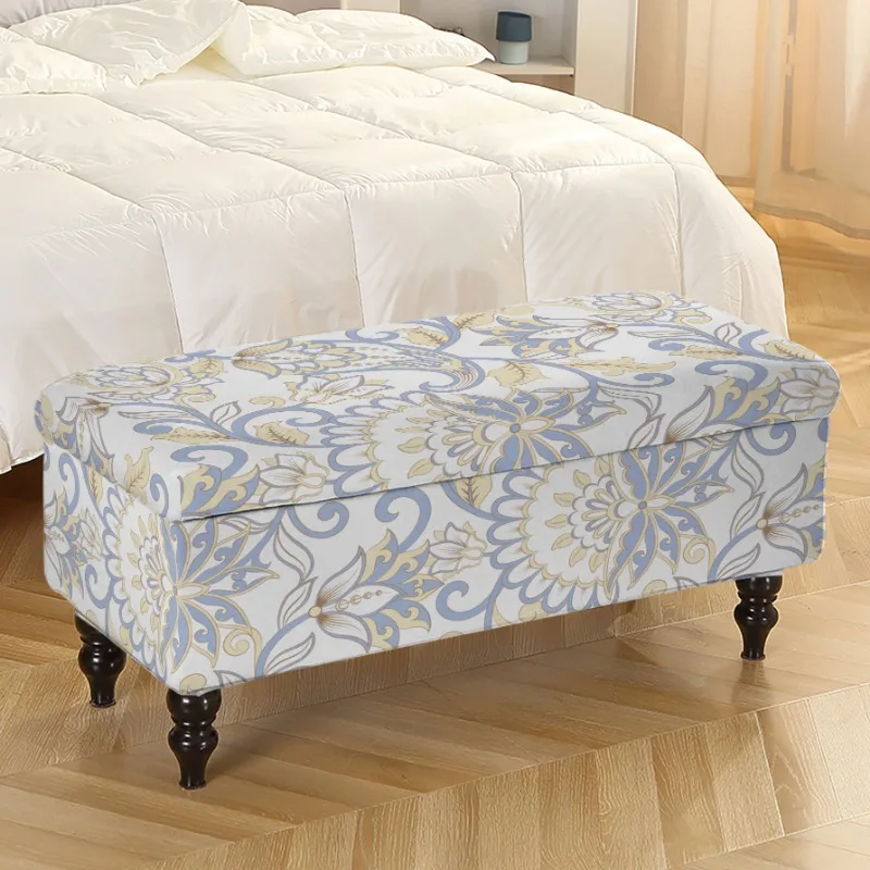 S/M/L Storage Ottoman Cover Elastic Foldable Bedroom Footstool Covers Bench Stool Furniture Protector Sofa Footrest Slipcover