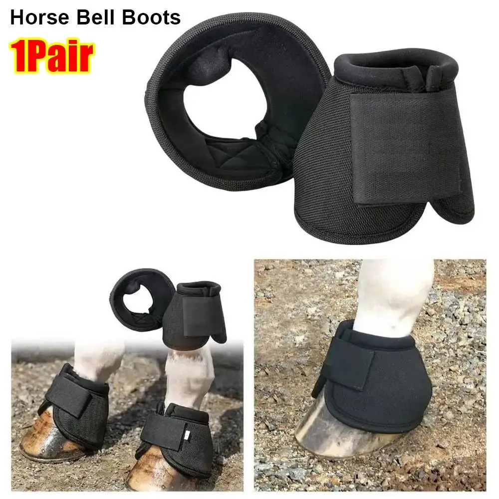 1Pair Quick Drying Horse Bell Boot Comfort Heavy Duty Protection Feet Guards Oxford Cloth Equine Hoof Boot