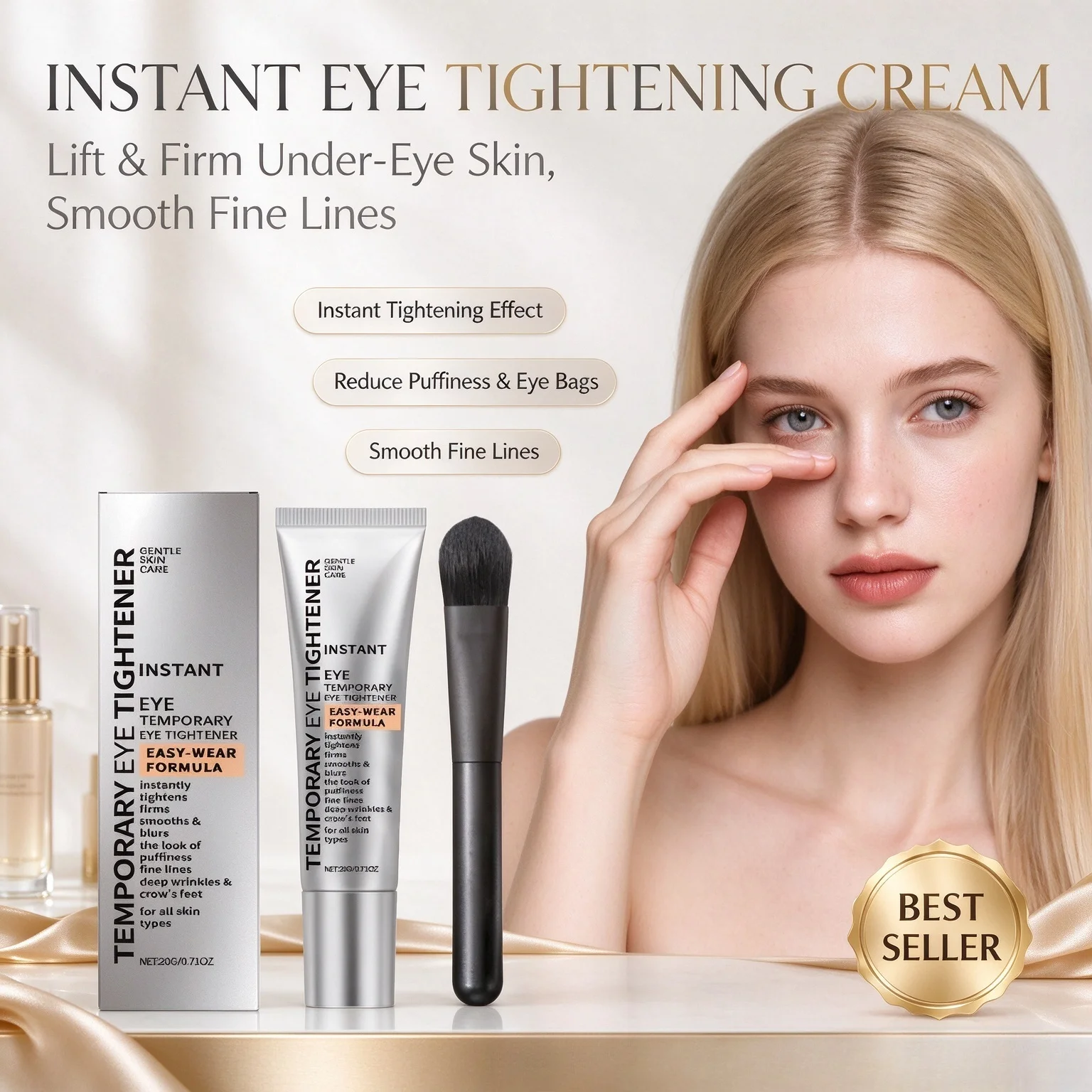Instant Eye Tightening Cream Under Eye Dark Circle Remover Depuffing Eye Bag Firming Moisturizer Wrinkle Elimination Eye Cream
