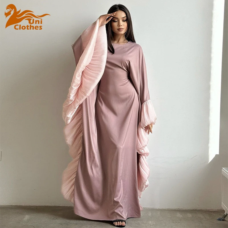 

UNI Dubai Party Dress for Women Abaya Eid Long Dresses Bat Sleeve Muslim Caftan Robe Jalabiya Ramadan Morocco Kaftan Vestidos