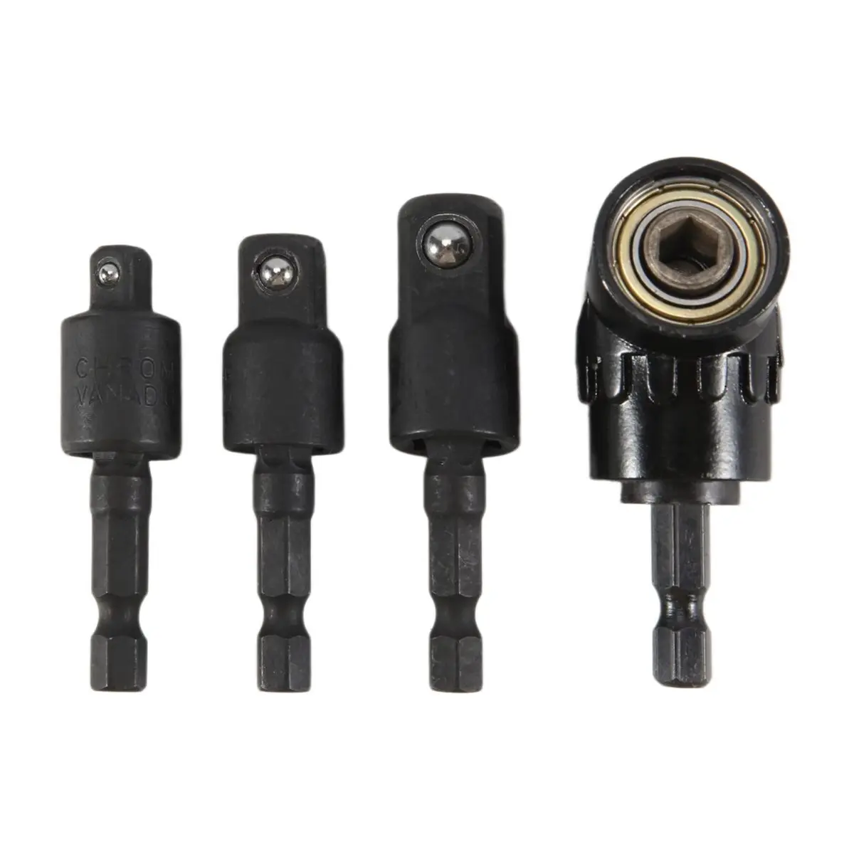 Fits for Right Angle Drill Adaptor,4-In-1 Impact Drill Bit Extension,360° Rotatable 1/4 3/8 1/2In Impact Grade Socket Adapter Se