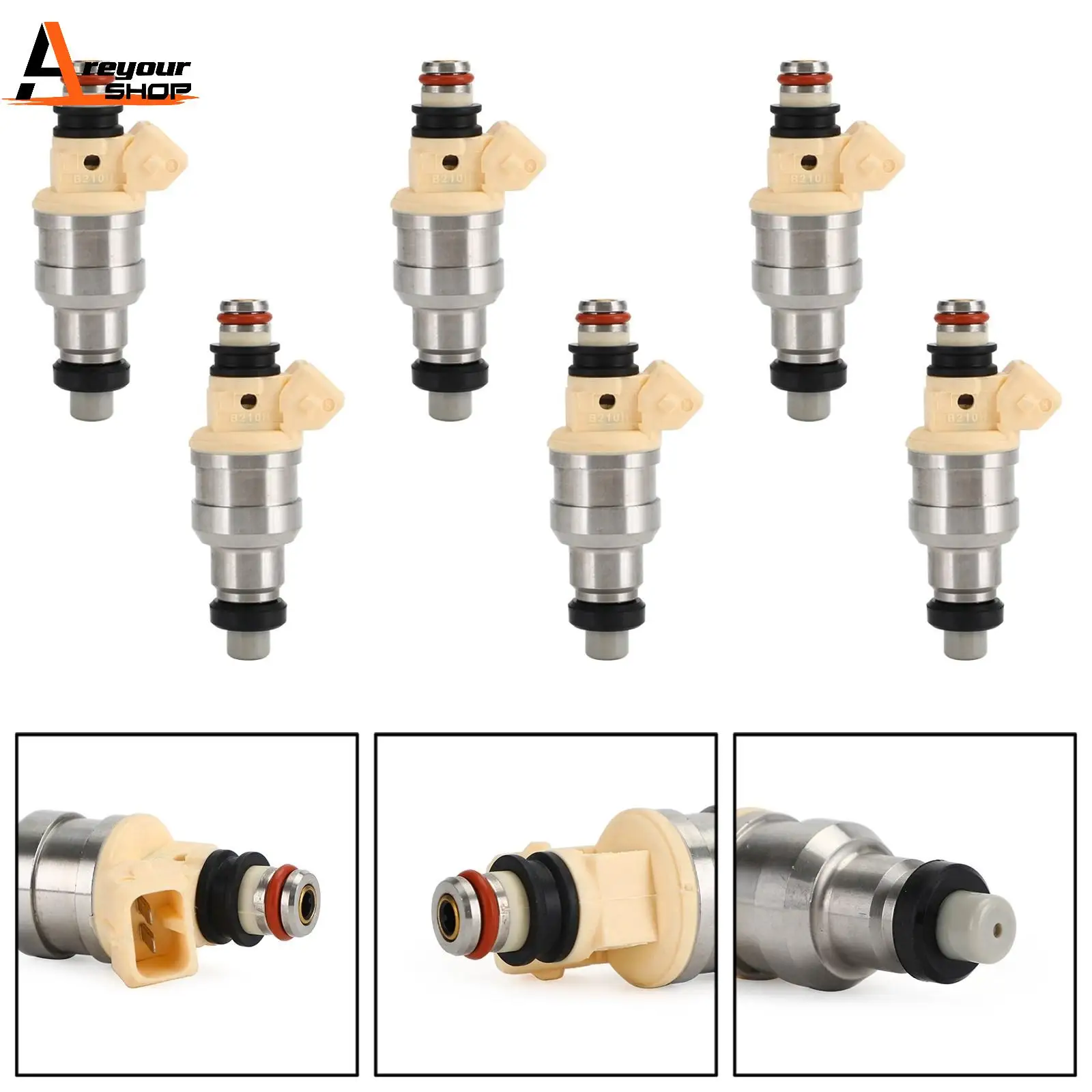 Areyourshop 6pcs Fuel Injector fit for Mitsubishi Mirage Montero Galant Sigma Eclipse MD111421 MD141263 68-FJ-128 Car Parts