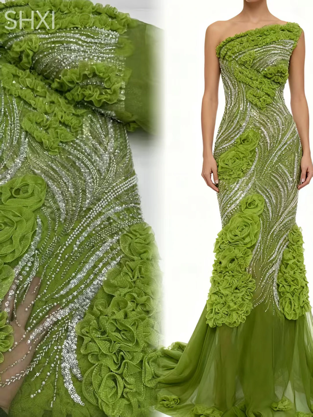 

2026 Luxury 3D Lace Fabric Latest Tulle Sequins Lace Fabric Embroidered Applique African Nigerian Lace Fabric For Dresses Sewing