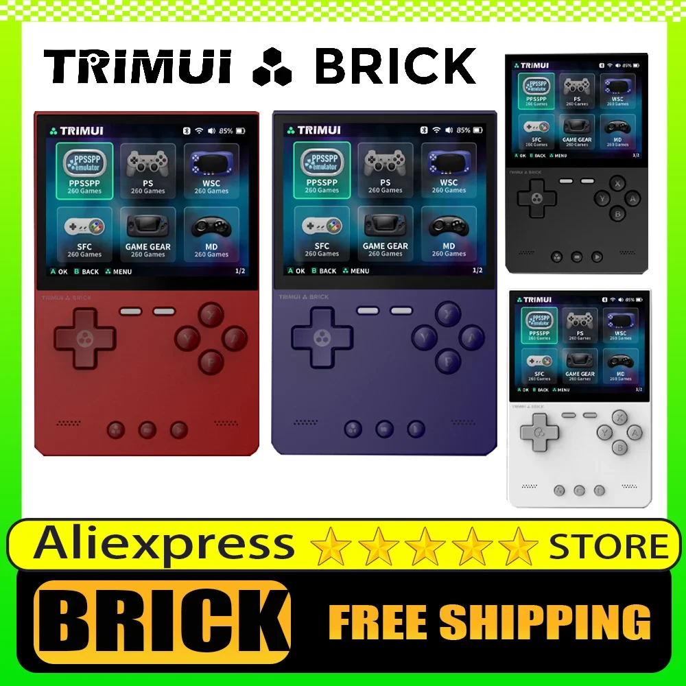 Trimui Brick Retro Handheld Gaming Console 400PPI IPS Screen Linux System Portable Game Console 3000mAh Long-life Battery Gifts