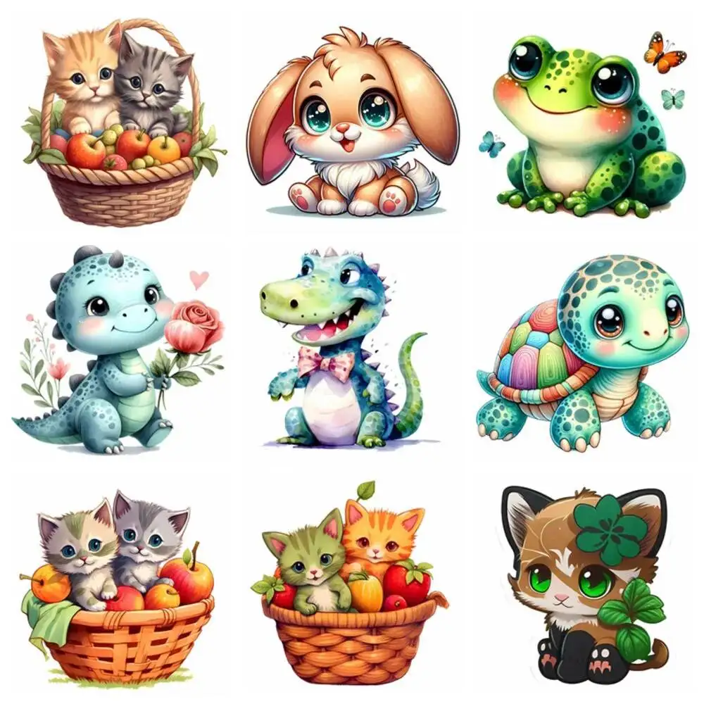 

Cartoon Dinosaur Frog Turtle Heat Transfer patch for clothing DIY children's printing, used for clothing ironing applications