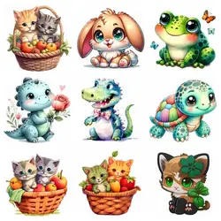 Cartoon Dinosaur Frog Turtle Heat Transfer patch for clothing DIY children's printing, used for clothing ironing applications