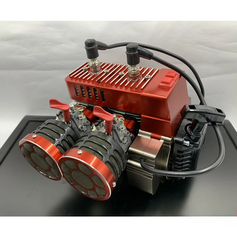 Modelo de motor de gasolina de dos tiempos de 62CC, motor bicilíndrico adecuado para modificaciones de automóviles con control remoto, alta potencia