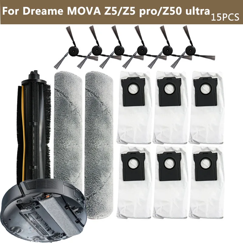 

Compatibility For Dreame MOVA Z5 / Z5 pro / Z50 ultra Robot Vacuum Cleaner Anti-Tangle Roller Brush Tracked Cloth Dust Bag Parts
