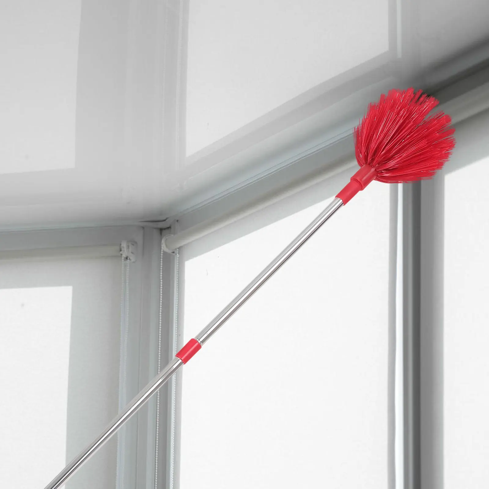 Spider Web Brush Long Pole Stainless Steel Cobweb Cleaner High Ceiling Fan Window Washing Outdoor Cleaning Tool