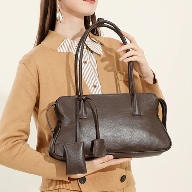 

Toptrends Cowhide Genuine Leather Large Underarm Shoulder Bags For Women 2025 Luxury Designer Satchel Tote Work Ladies Handbags