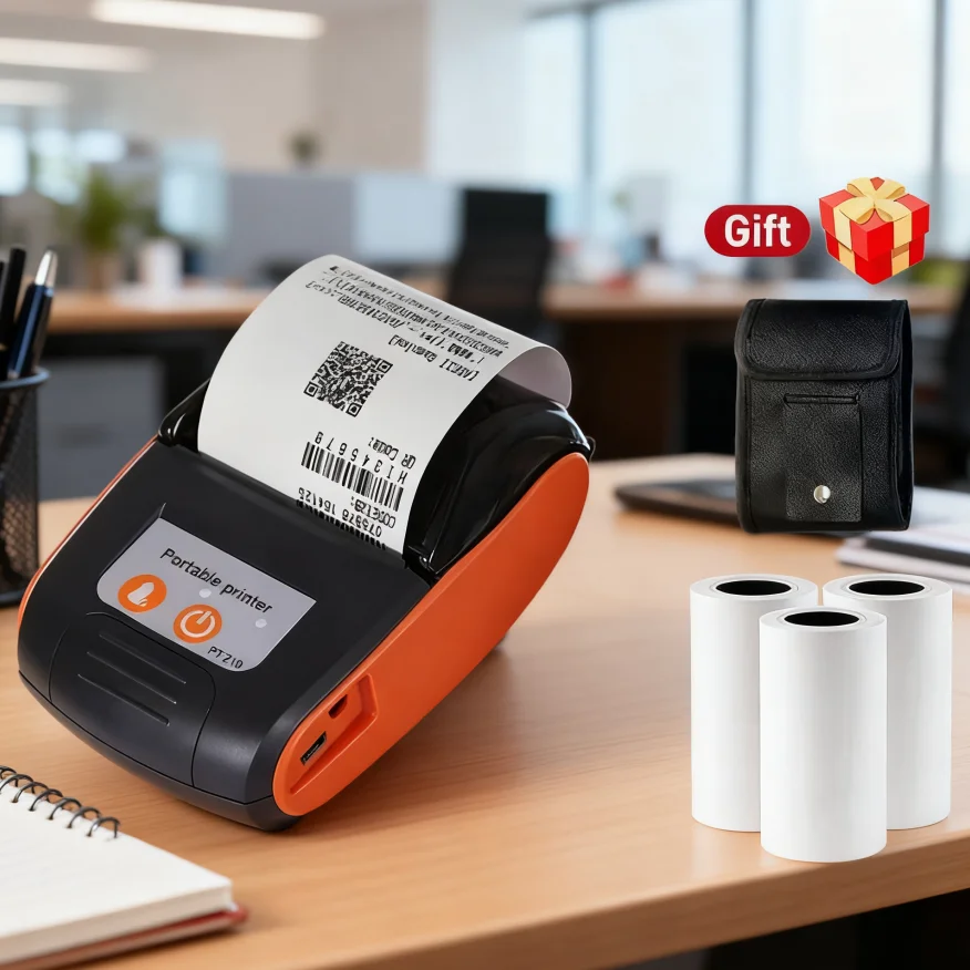 طابعة إيصالات حرارية صغيرة POS 58 مم سماعة لاسلكية تعمل بالبلوتوث محمولة لفاتورة التذاكر للبيع بالتجزئة مع 3 لفات #1