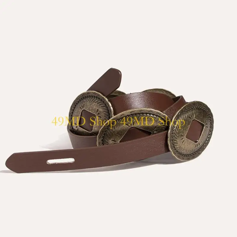 49MD Винтажные западные ремни ковбойские ремни кончо поясной ремень кончо металлический ремень кожаный ремень кожаная ремень
