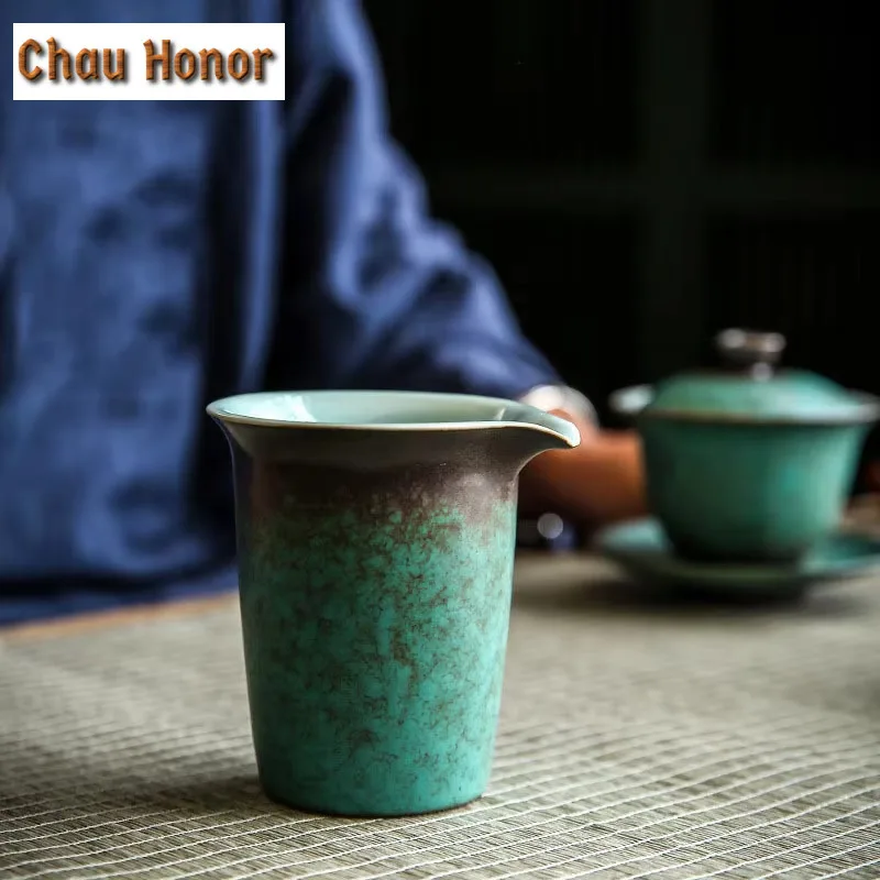 170ml Japanese Turquoise Glaze Ceramic Tea Pitcher Divide Tea Cha Hai Dispenser Justice Cup Puer Fair Mug Tableware Accessories