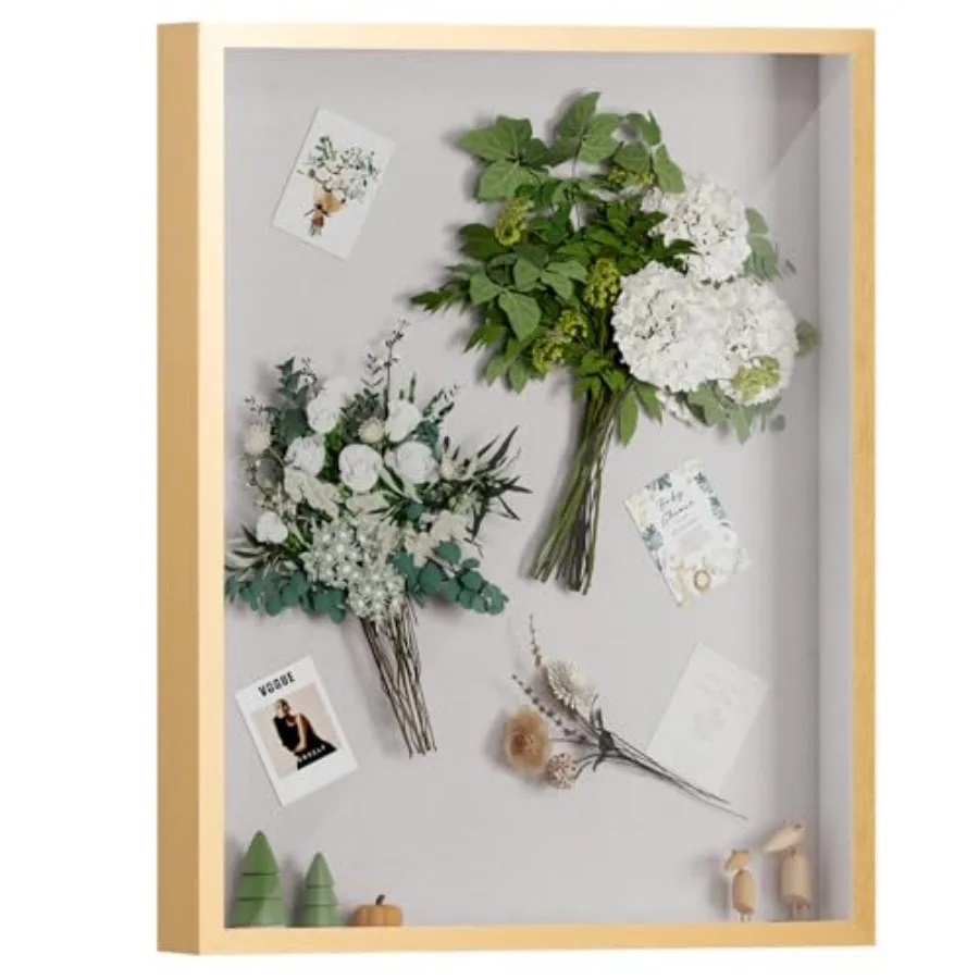 

16x20 Shadow Box Frame in with MDF Wood Frame and Soft Linen Back, Large Shadow Box Display Case for Memorabilia, Photos, Flowe