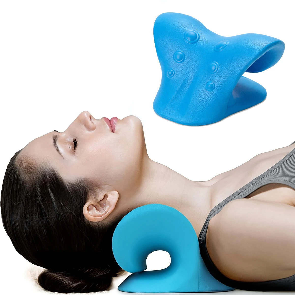 Multifunctional household support pillow, suitable for shoulders and neck, made of EVA material - blue C shape