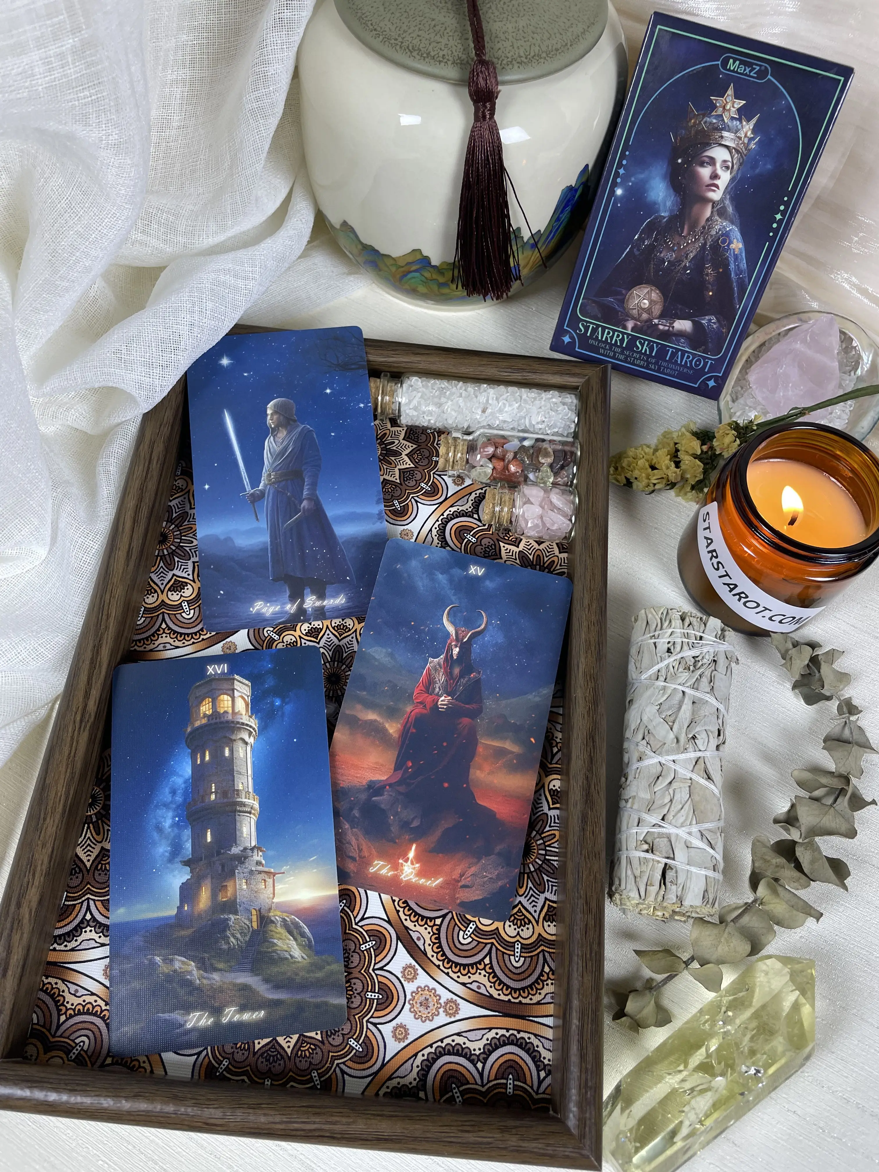 新しい星空タロットカード 78 枚セット英語版占星術銀河宇宙テーマオラクルデッキ初心者のための占いギフト