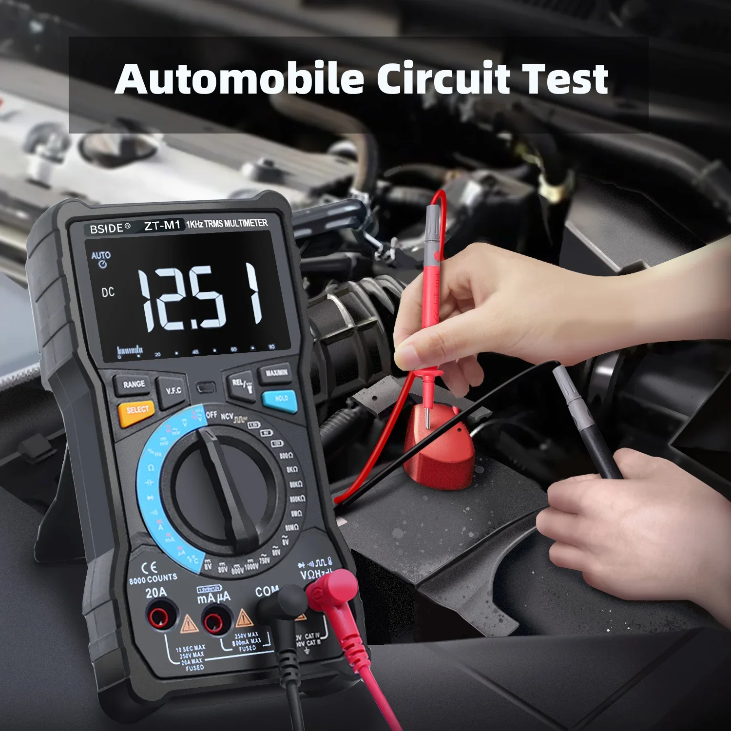 BSIDE Profesional Digital Multimeter True RMS 8000 Analogue Tester 20A Current DC AC Voltage Capacitance VFC ohm battery Hz test