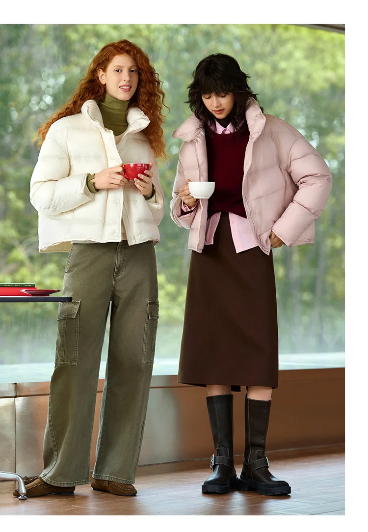 Semir Daunenjacke Damen Winter Pufferjacke mit Gänsedaunenfüllung Wasserdicht Ölabweisend Fleckenresistent 2026 Neu Stehkragen Mantel Damen – Detail 2
