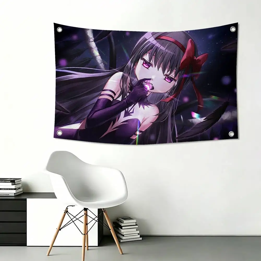 H-Homura A-Akemi Puella Magi Funny Flags for Bedrooms Home Decor Items Outdoor Decors Garage Decoration Flaga