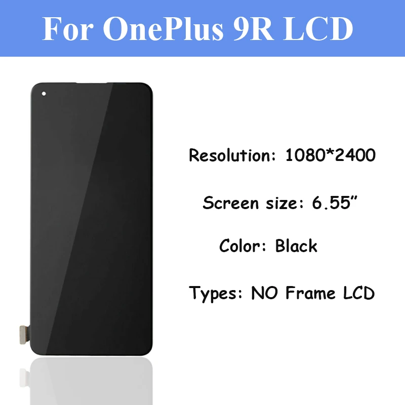 Original AMOLED For OnePlus 9R 9 R LE2101, LE2100 Pantalla Lcd Display Touch Screen Digitizer Replacement Parts