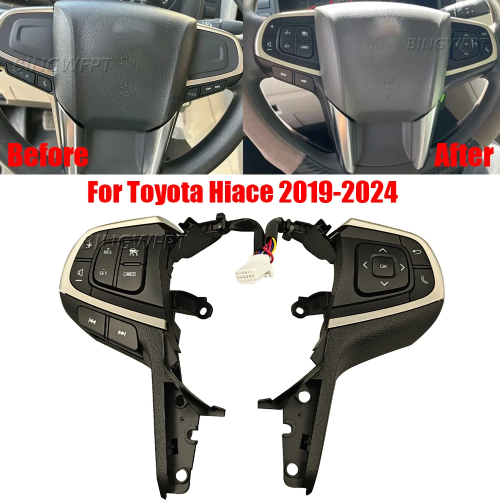 Accessories High Configuration of Multi-function Steering Wheel Switch For Toyota Hiace 2019-2024 Cruise Control Button