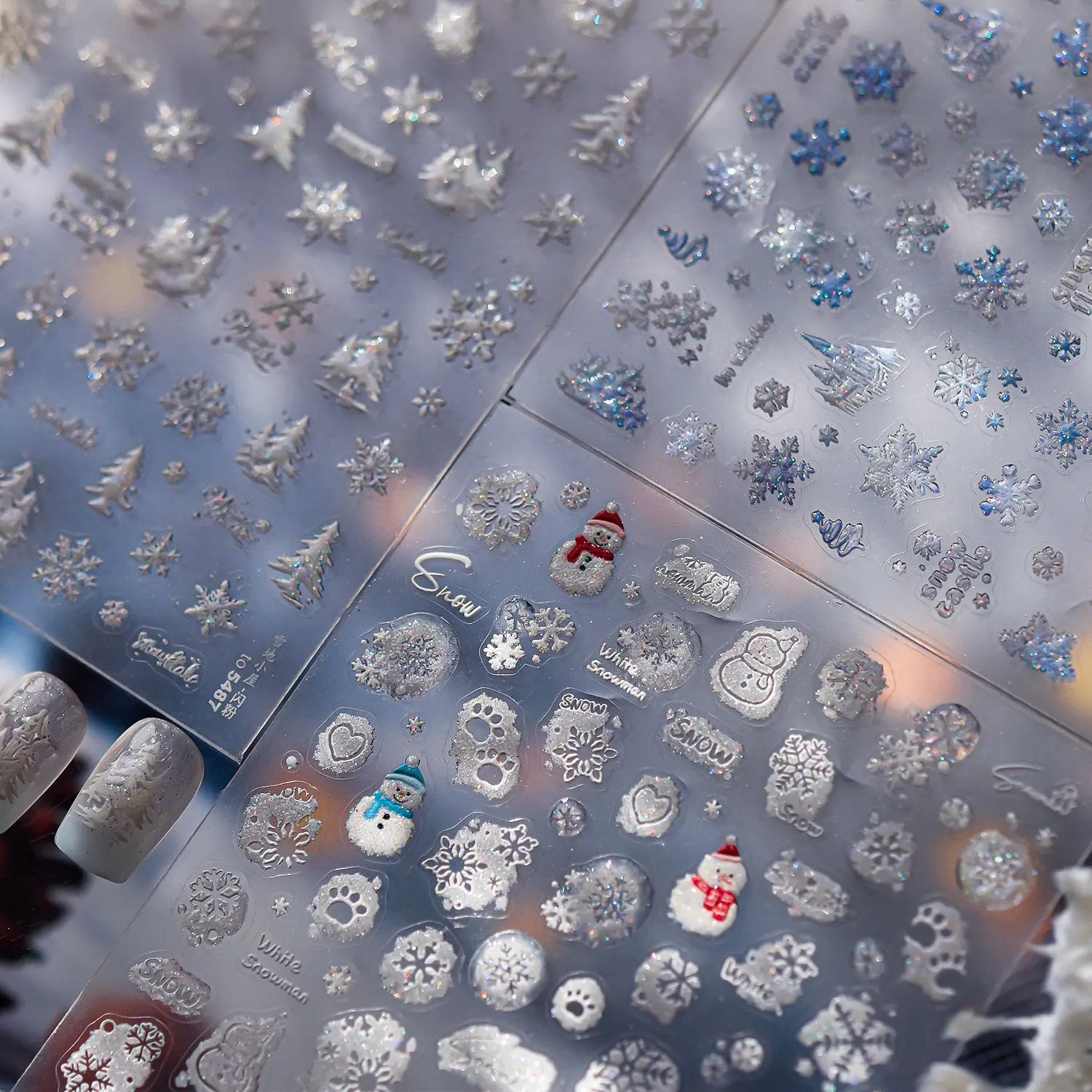 Dreamy Glitter flocon de neige bonhomme de neige haute qualité hiver Nail Art autocollant Design décoration décalcomanies bricolage manucure T-5488