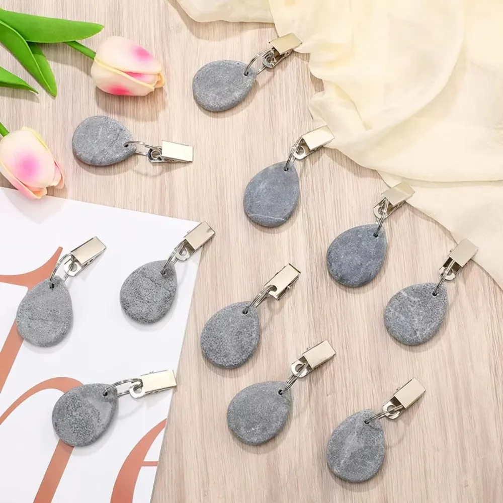 

4PCS Windproof Marble Teardrop Tablecloth Weights Decorative Natural Materials Table Cover Weight With Metal Clips