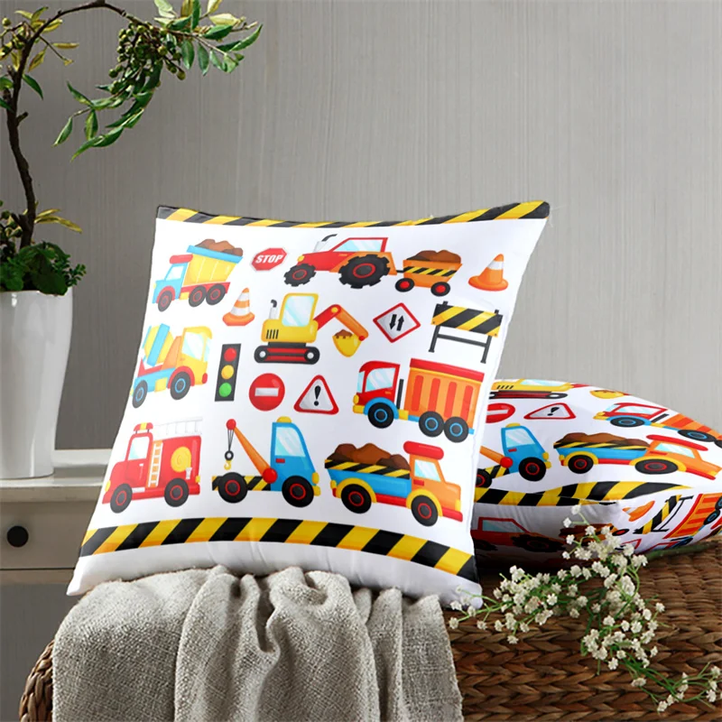 Color Cartoon Car Pillow Cover Sofa Cushion Fashion Printing Sofa Chair Pillow Cover Car Mat Bed Pillow Cover Home Decoration