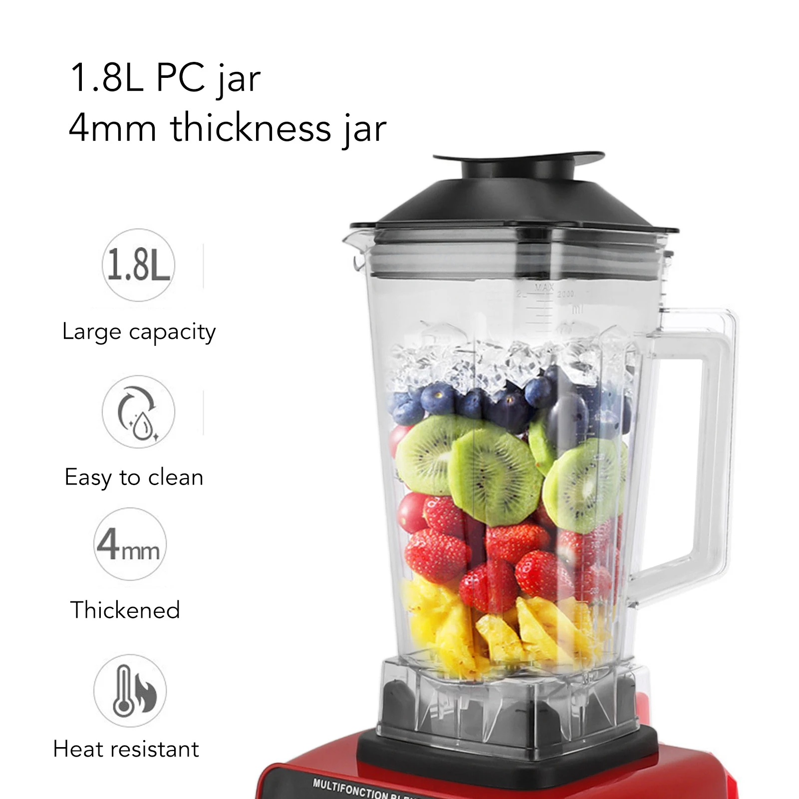 US/EU PLUG Powerful 4500W Blender, High-Speed 4500W Food Processor - 2.5L Capacity with 15 Speeds for Smoothies and More