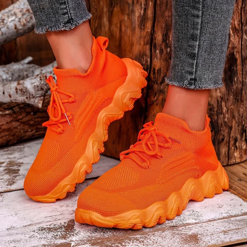 

NEW Spring Pink Casual Shoes Breathable Mesh Sneakers Thick Sole Sports Shoes Women Fashion Lightweight Non-slip Sock Sneakers