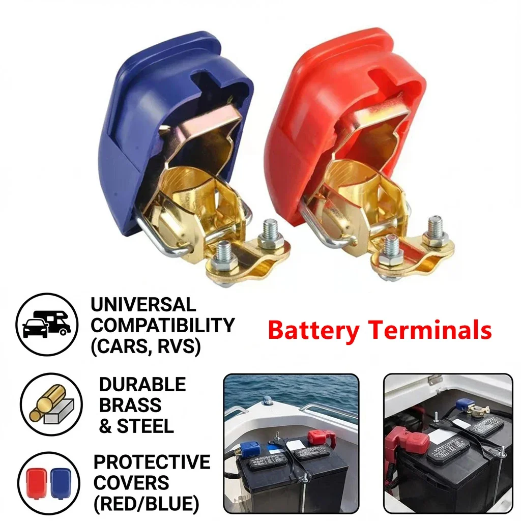 

Car Battery Terminal Connectors, Battery Quick Release Connectors 1 Pair Positive & Negative Quick Release Clamps Top Post Clips